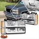 For 88-93 Chevy C/K 1500-3500 Suburban F-Shape LED DRL Headlights Smoked/Amber