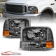 For 99-04 F250/F350/F450/F550/Super Duty Ford Excursion GunMetal Headlights