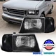 Fits 1992-2006 Ford E150 E250 E350 E450 Econoline Headlights Black+Corner Lamps
