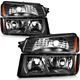 For 2002-06 Chevy Avalanche 1500 2500 Black Headlights Assembly L+R