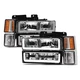 Topline For 1994-2000 Chevy C10 C/K LED Strip Headlights+Corner+Bumper Am Chrome