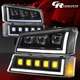 Black LED Sequential Projector Bumper Headlights for 2003-2007 Chevy Silverado