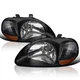 Black Fits 1996-1998 Honda Civic Dx Ex Lx Replacement Headlights Lamp Left+Right
