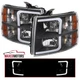 Black Fits 2007-2014 Chevy Silverado 1500 2500HD 3500HD LED Tube Headlights Pair Black Fits 2007-2014 Chevy Silverado 1500 2500HD 3500HD LED Tube Headlights Pair