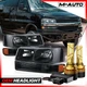 Black [HEADLIGHT+BUMPER+6500K LED BULBS w/COOLING FAN] for 03-23 Chevy Express
