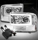 FOR 99-04 FORD SUPER DUTY LED TUBE PROJECTOR HEADLIGHTS CHROME W/50W 6K HID KIT