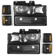 For 1994-1998 Chevy C10 C/K 1500 2500 3500 Black Headlights+Bumper Lamp