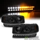 99-06 Gmc Sierra Yukon Black Smoked Projector Halo Headlights +Led Bumper Lamps