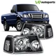 For Ford Ranger 2001-2011 Headlights Assembly Pair Replacement Black Housing