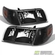 Blk 1998-2011 Ford Crown Victoria Headlights+Corner Turn Signal Lamps Left+Right