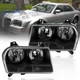 LH & RH Black Housing Headlights FrontLamps For 2005-2010 Chrysler 300 Halogen