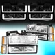 For 1988-1993 Chevy C/K Pickup Suburban U-LED Bar DRL Headlights Chrome/Amber