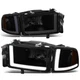 DUAL LED DRL Headlight Bumper Signal Lamp For 94-02 Dodge Ram Black Smoked Amber