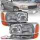 Headlights+Bumper Lamps Fits 1999-2006 GMC Sierra 2000-2006 Yukon XL 1500 2500