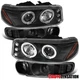 Fit 1999-2006 GMC Sierra Yukon Black LED Halo Projector Headlights+Bumper Signal