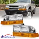 Pair Chrome Headlights Assembly Factory Style For 1998-2004 CHEVY S10 BLAZER