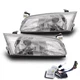 For 97 98 99 Toyota Camry CE LE XLE Headlights Headlamps Chrome w/10000K HID Kit