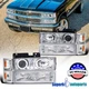 Fits 1994-1999 GMC C/K 1500 2500 Halo Projector Headlights LED Bar Bumper Lamps