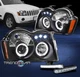 For 2005-2007 Jeep Grand Cherokee LED Halo Projector Black Headlights w/DRL Kit