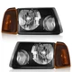 Pair Headlights Assembly For 2001-2011 Ford Ranger Black Housing w/o Bulbs