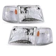 For 1993 1994 1995 1996 1997 Ford Ranger PickUp Chrome Headlights +Signal Lamps
