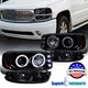 Fits 2000-2006 Sierra Denali Halo Projector Headlights+Bumper Lamps Black Smoke