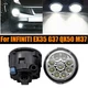 Pair Fog Light Lamp For Infiniti FX35 FX37 FX45 FX50 G25 M35h QX70 QX80 QX56 M56