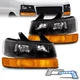 For 03-23 Chevy Express/GMC Savana Van Black Headlights+Bumper Lamp+Blue LED DRL