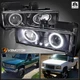 Black Fits 1988-1998 Chevy C10 C/K Silverado Sierra LED Halo Projector Headlight