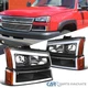 Fits Black 2003-2007 Chevy Silverado Avalanche LED Bar Headlights+Bumper Lamps