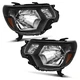Pair Headlights Assembly For 2012-2015 Toyota Tacoma Pickup Black Left+Right