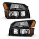 For 2002-2006 Chevy Avalanche 1500 2500 Pair Black Headlights  + Bumper Lamps