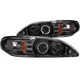 Pair Black 1pc Style Projector Headlights w/ Halo for 1994-1998 Ford Mustang