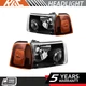 Headlights Assembly For 2001-2011 Ford Ranger Black Housing Amber Reflector Lamp