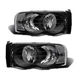 Pair Headlights Assembly For 2002-2005 Dodge Ram 1500 2500 3500 Black Headlamps