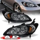 Black Amber OE Style JDM Driving Head Lights Lamps Set For 2004-2005 Honda Civic