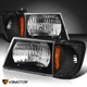 Fits 1992-2006 Ford Econoline E150 E250 E350 E450 Black Headlights+Corner Lights