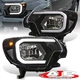 Black OE Style LED DRL Headlight Lamps Assembly Pair For 2012-2015 Toyota Tacoma