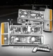 88-93 CHEVY/GMC C/K 1500 2500 3500 CRYSTAL HEADLIGHTS CHROME W/BUMPER+CORNER+DRL