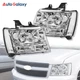 Pair Chrome Headlights For 2007-2013 Chevy Avalanche Suburban 1500/2500 Tahoe