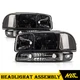 DOT Pair For 1999-2006 GMC Sierra 1500 2500 3500 Black Headlights+Bumper Lamps