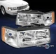 FOR 97-99 CADILLAC DEVILLAC REPLACEMENT HEADLIGHTS HEADLAMP LAMP W/CORNER CHROME