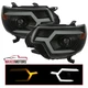 Black Smoke Projector Headlights Fits 2012-2015 Toyota Tacoma Sequential LED Bar