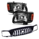 For 2001-2004 Toyota Tacoma Set Headlights + Corner Lamps + Black Front Grille