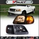 Black Housing Headlights For Ford 97-03 F150 97-02 Expedition Replacement L+R