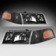 For 1998-2011 Ford Crown Victoria Black Headlights+Corner Signal Lamp Set LH+RH