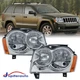 Pair Chrome Headlights Headlamps Assembly For 2005-2007 Jeep Grand Cherokee