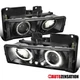 Fit 1988-1998 Chevy Silverado C10 C/K Sierra Black LED Halo Projector Headlights