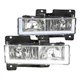 Clear Fits 1988-1998 Chevy Gmc C10 C/K Truck Headlights Lamps Led Strip Bar Pair