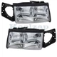 For 97 98 99 Deville Headlight Headlamp Halogen Front Head Light w/Bulb SET PAIR